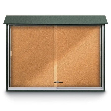 UNITED VISUAL PRODUCTS Outdoor Enclosed Combo Board, 72"x36", Satin Frame/Green & Amethyst UVCB7236OD-GREEN-AMETHY